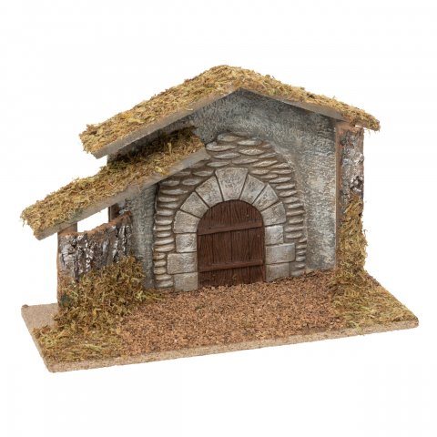 CRECHE DE NOEL VIDE BOIS RESINE H20CM