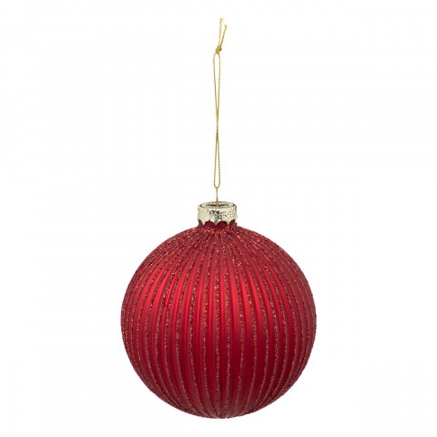 BOULE DE NOEL VERRE 100MM STRIE PAILL RG