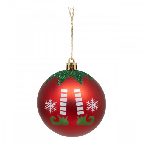 BOULE DE NOEL PLAST BOTTES ELFE RGE 80MM