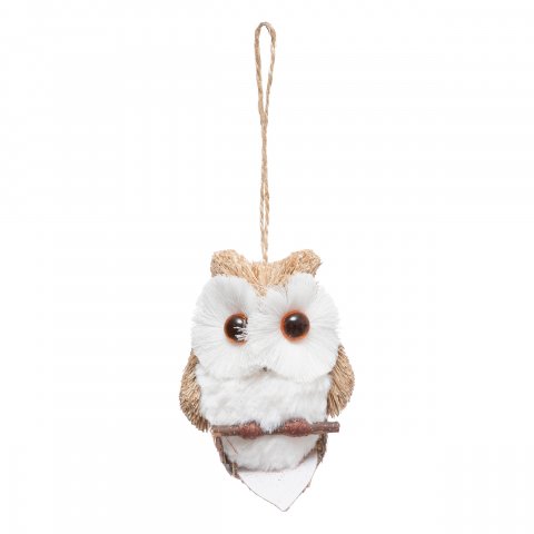 SUJET DE NOEL TEXT HIBOU FOUR BEIGE 10CM