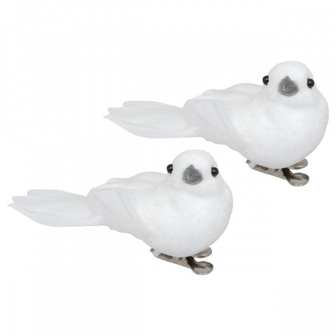 SUJET DE NOEL PLF OISEAUX X2 BLANC 10CM