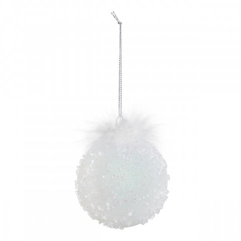 BOULE DE NOEL VERRE 80MM DIAM PLUME