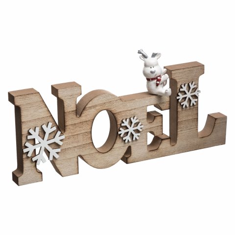 MOT BOIS NOEL FLOCON 30CM