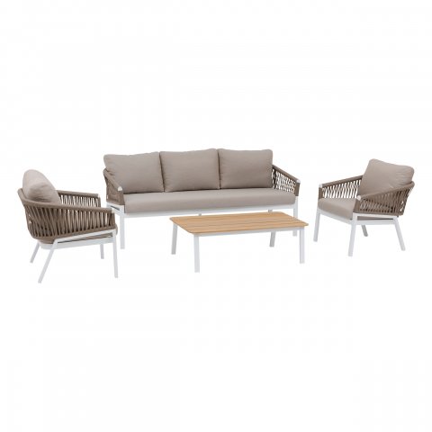 SALON ORIENGO 5P TAUPE/BLANC